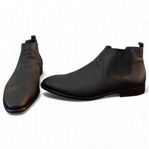 Maceoo Men's Chelsea Boots Size 9 US / 42 EU‎ Black Leather Carbon Fiber Slip On
